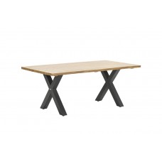 Zeus dining tafel 180x100 - carbon black/teak look/X-stijl